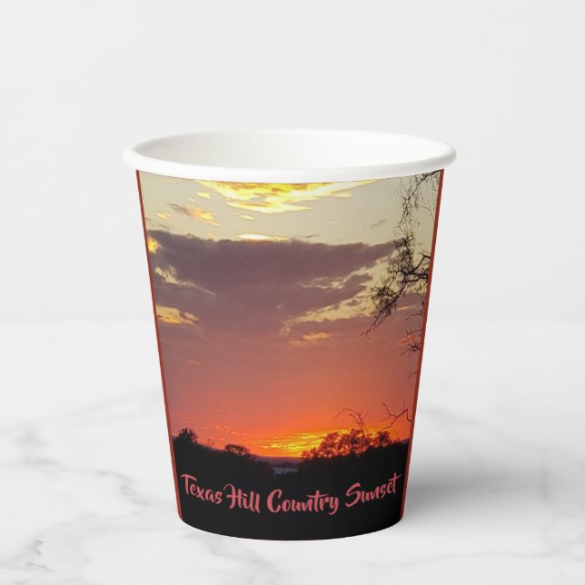 Texas Hill Country Sunset Paper Cup Pappbecher (Vorderseite)