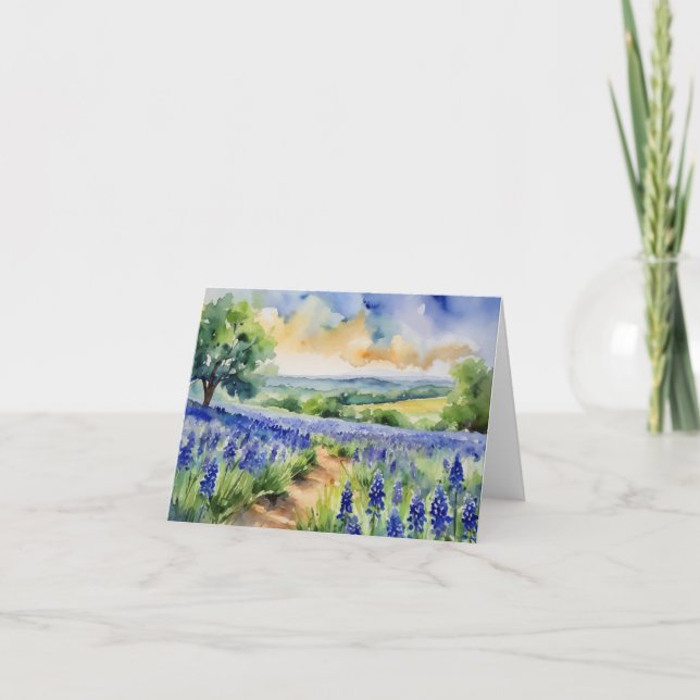 Texas Hill Country Watercolor Karte (Vorderseite)