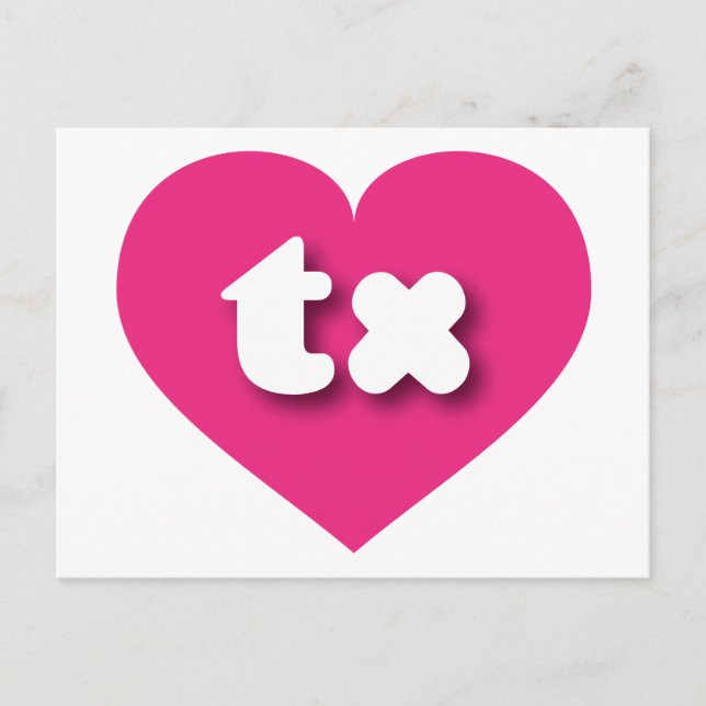Texas hot pink heart - I Liebe tx Postkarte (Vorderseite)