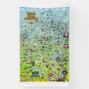 Texas-Hügel-Land-Cartoon-Karte Banner