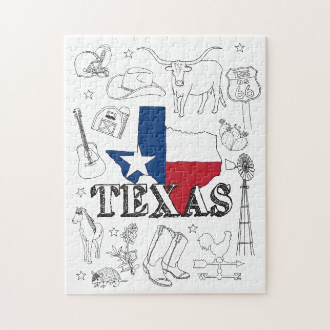 Texas Illustration Doodles Texas Texas Muster (Vertikal)