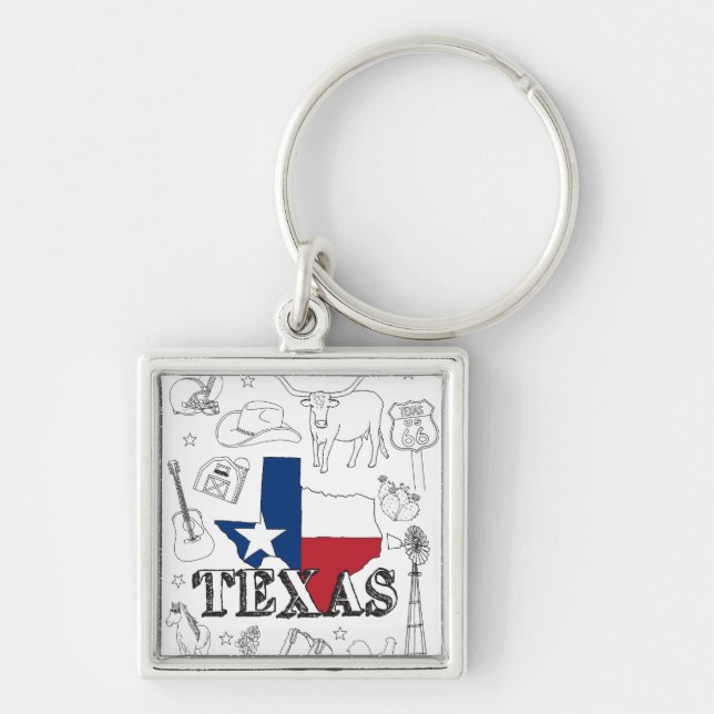 Texas Illustration Doodles Texas Texas Muster Schlüsselanhänger (Vorne)