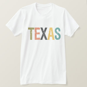 Texas in verblassten Retro-Farbbuchstaben T-Shirt