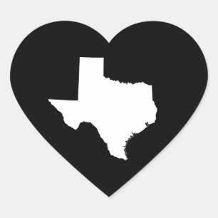 Texas in Weiß und Schwarz Herz-Aufkleber