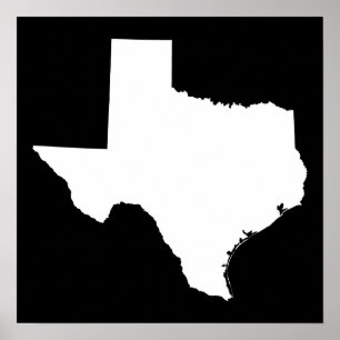 Texas in Weiß und Schwarz Poster