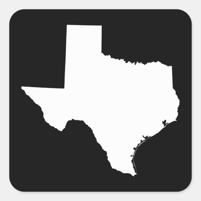 Texas in Weiß und Schwarz Quadratischer Aufkleber (Vorderseite)