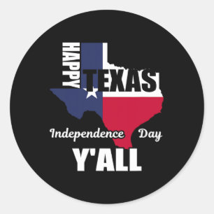 Texas Independence Day Y'all Usa Cowboy T-Shirt Runder Aufkleber
