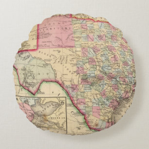 Texas-Karte durch Mitchell Rundes Kissen