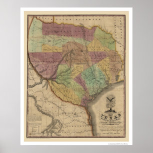 Texas-Karte durch Stephen Austin 1837 Poster