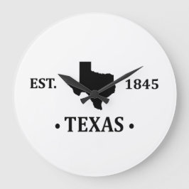 Texas Karte schwarz auf den einsamen Staat Große Wanduhr