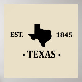 Texas Karte schwarz auf den einsamen Staat Poster