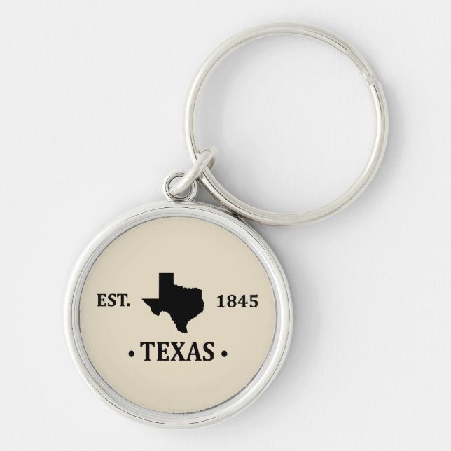 Texas Karte schwarz auf den einsamen Staat Schlüsselanhänger (Vorne)