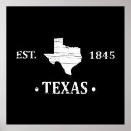 Texas Karte weiß der einstündige Staat Poster