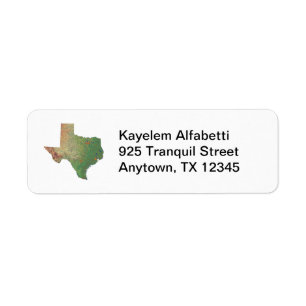 Texas-Karten-Rücksendeadresse-Aufkleber