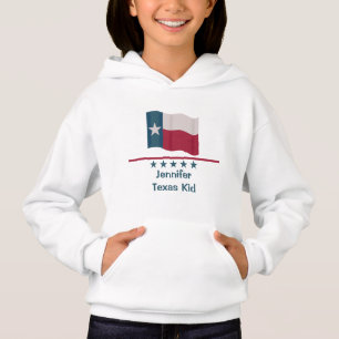 Texas Kid Word Wave Lone Star Flag Hoodie