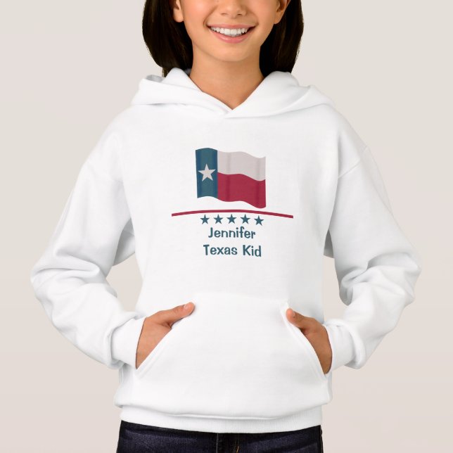 Texas Kid Word Wave Lone Star Flag Hoodie (Vorderseite)