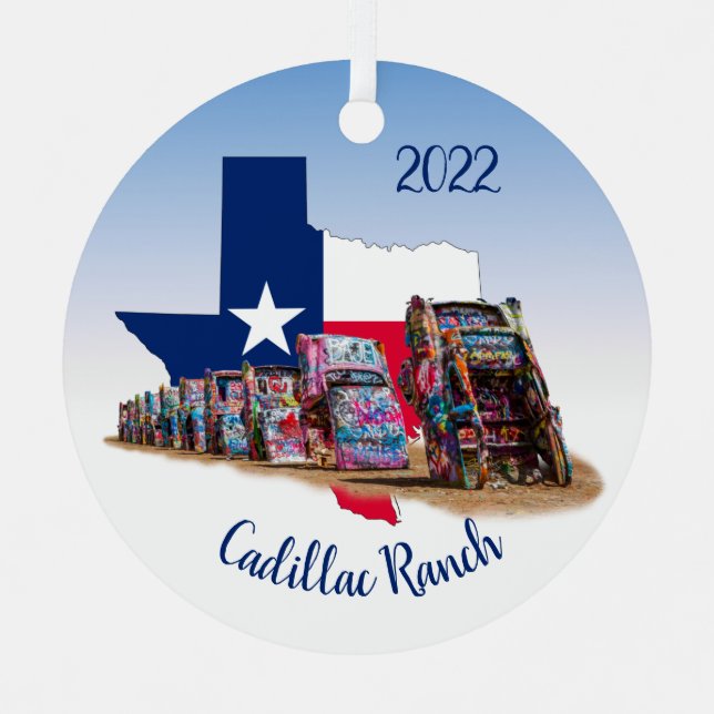 Texas Kontur & Cadillac Ranch Cars Ornament Aus Metall (Vorderseite)
