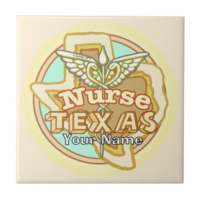 Texas Krankenpfleger Caduceus Kachel (Vorderseite)