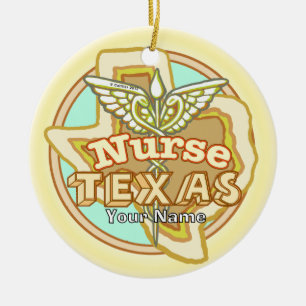 Texas Krankenpfleger Caduceus  Keramik Ornament