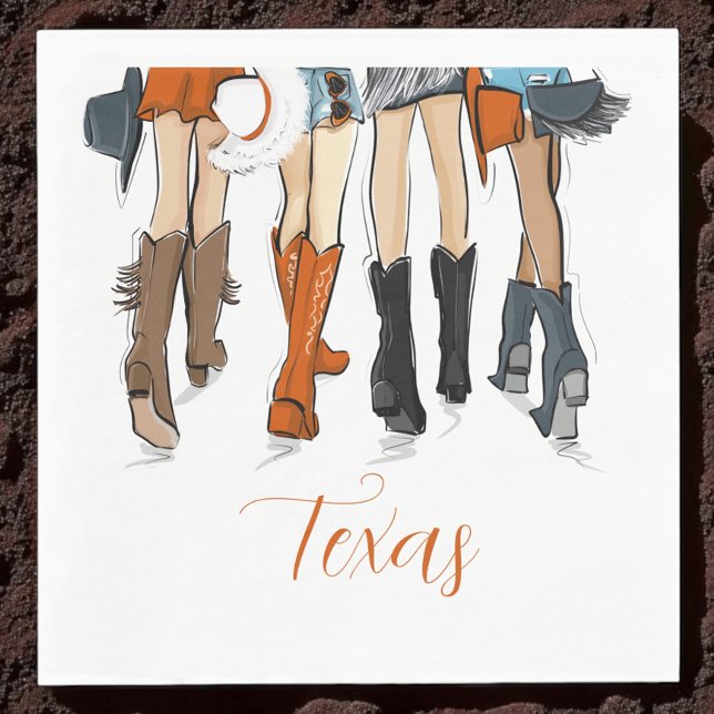 Texas Ladies Fashion Cowboy Boots Burnt Orange Serviette (Von Creator hochgeladen)