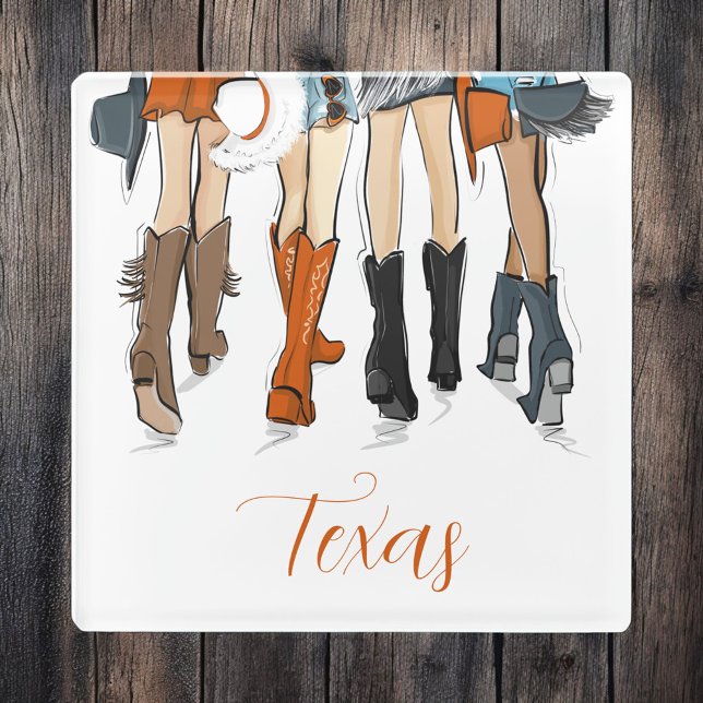 Texas Ladys Fashion Cowboy Boots Orange Custom Glasuntersetzer (Von Creator hochgeladen)