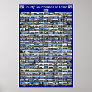 Texas Landkreis Courthouses Poster (blau vertikal)