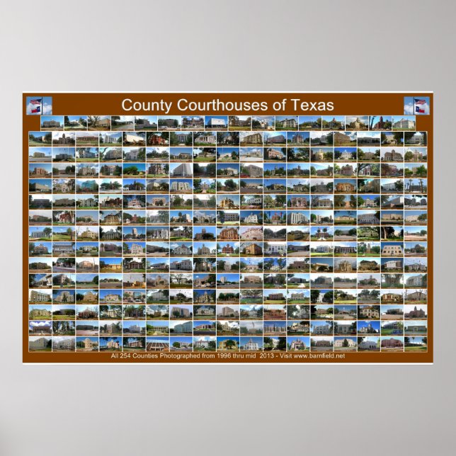 Texas Landkreis Courthouses Poster (braun, horizon (Vorne)