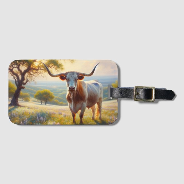 Texas-Langhornkuh Gepäckanhänger (Vorderseite (Horizontal))