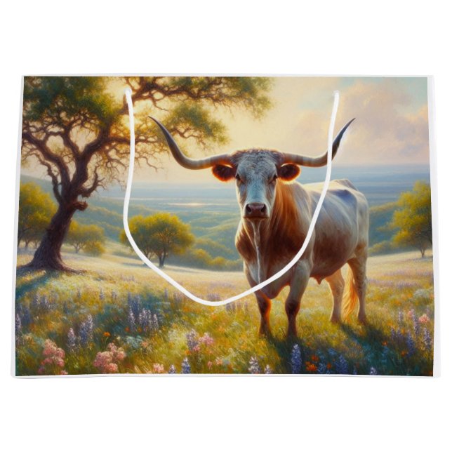 Texas-Langhornkuh Große Geschenktüte (Vorderseite)