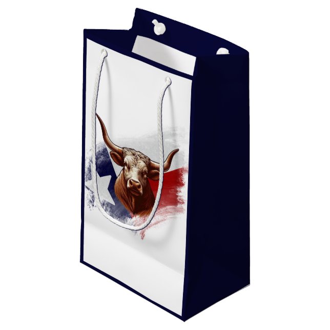 Texas-Langhornkuh Kleine Geschenktüte (Vorderseite Schrägansicht)