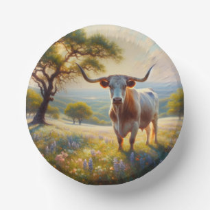 Texas-Langhornkuh Pappteller