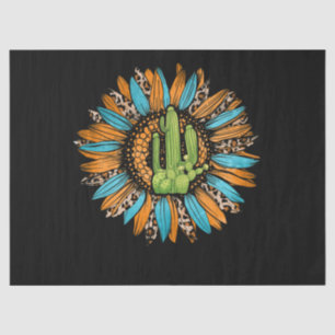 Texas Leopard Serape Cowhide Türkis Sonnenblume Seidenpapier