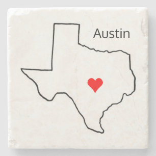 Texas Liebe Custom Location Red Heart City Austin Steinuntersetzer