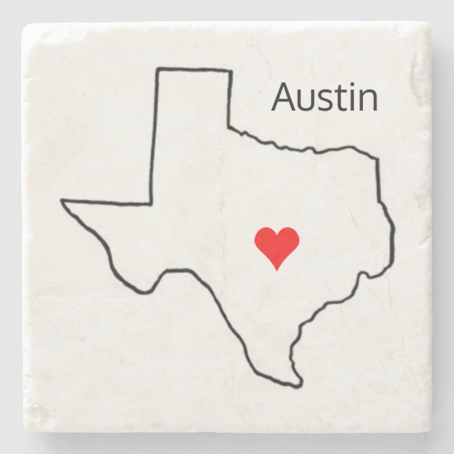 Texas Liebe Custom Location Red Heart City Austin Steinuntersetzer (Vorderseite)