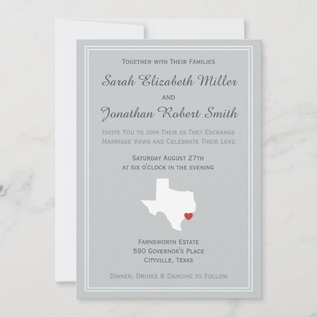 Texas-Liebe - kundengerechte Hochzeits-Einladung Einladung (Vorderseite)