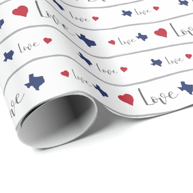 Texas-Liebe und Herz-Muster Geschenkpapier (Rolleneckpunkt)