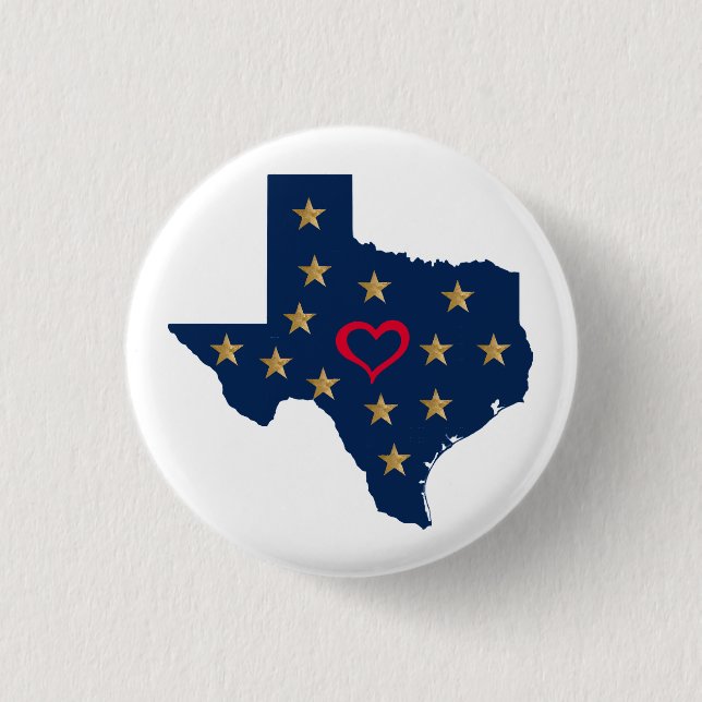 Texas Liebe und Sterne im einsamen Star Stat Button (Vorderseite)