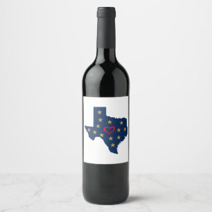 Texas Liebe und Sterne im einsamen Star Stat Weinetikett