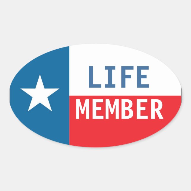 Texas Life Member Round Autoaufkleber Ovaler Aufkleber (Vorderseite)
