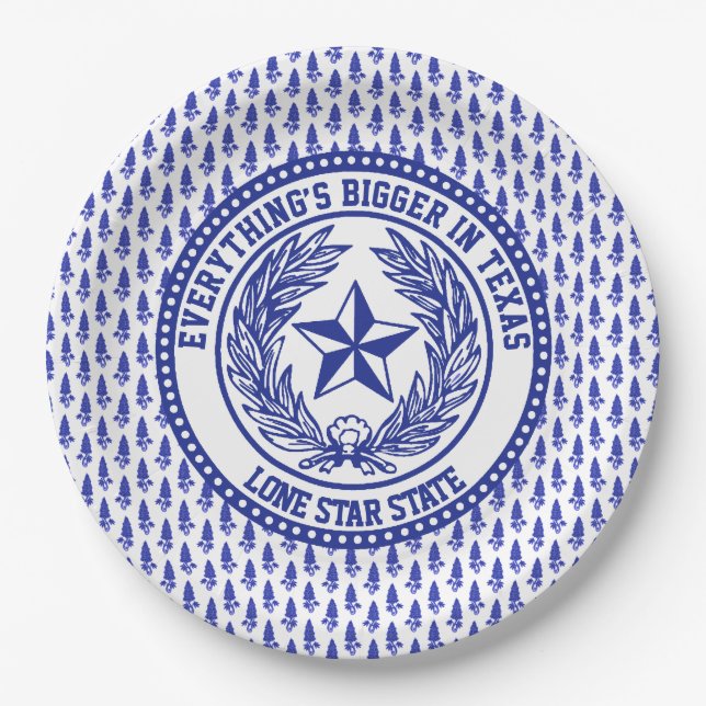 Texas Logo Bluebonnet Muster Ihr Text Pappteller (Vorderseite)