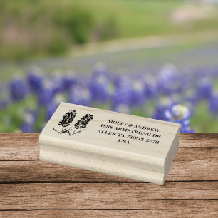 Texas Lone Star Bluebonnets Florales Retour-Adress Gummistempel