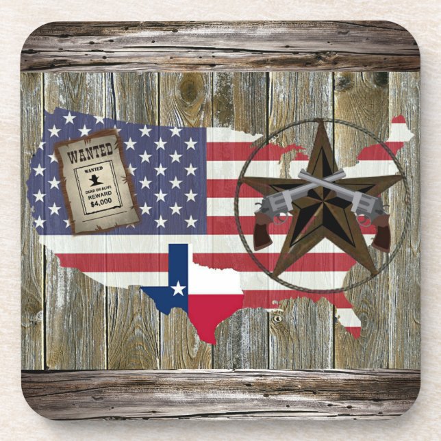 Texas Lone Star Dueling Pistolen am meisten Gewoll Getränkeuntersetzer (Vorderseite)