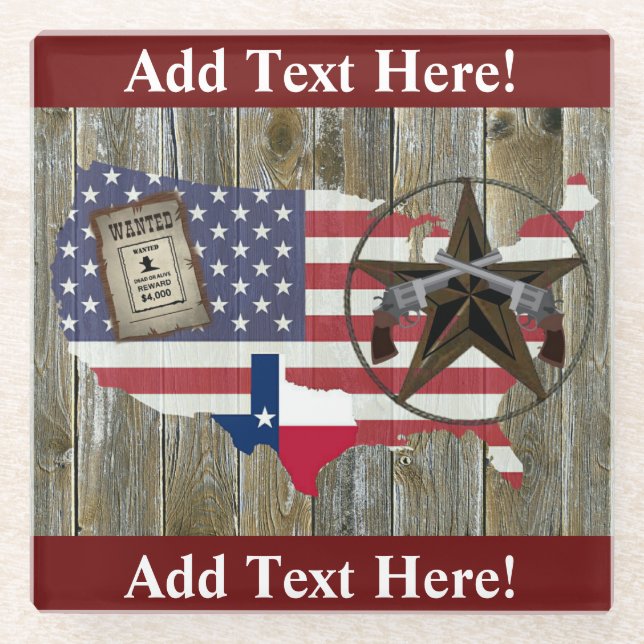 Texas Lone Star Dueling Pistolen am meisten Gewoll Glasuntersetzer (Vorderseite)