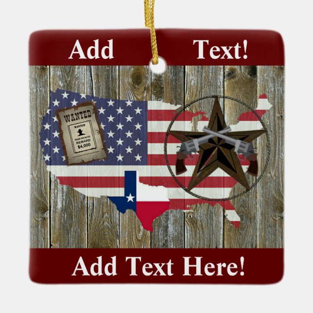 Texas Lone Star Dueling Pistolen am meisten Gewoll Keramikornament (Vorderseite)