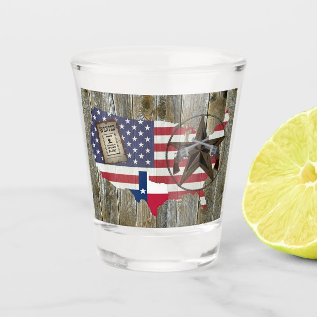 Texas Lone Star Dueling Pistolen am meisten Gewoll Schnapsglas (Vorderseite)