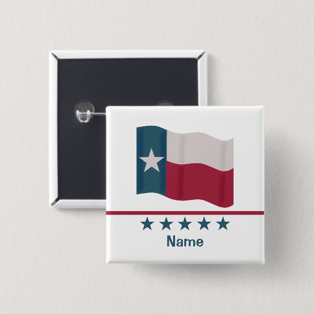 Texas Lone Star Flag Personalisiert Name Abzeichen Button (Vorne & Hinten)