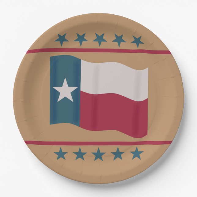 Texas Lone Star Flag Red White Blue Tan Pappteller (Vorderseite)