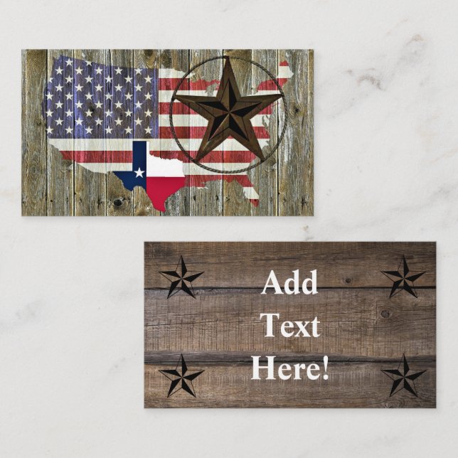 Texas Lone Star Flaggenkarte Visitenkarte (Vorne/Hinten)