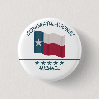 Texas Lone Star Flaggenname Glückwunsch Abzeichen Button