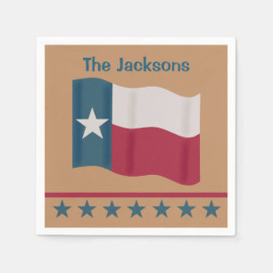 Texas Lone Star Flaggenname Personalisiert Tan Serviette